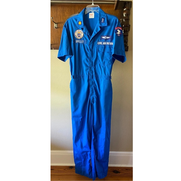 Vintage Captain Flight Suit Coveralls in Blue with Patches - Short Sleeved - L - Picture 4 of 10